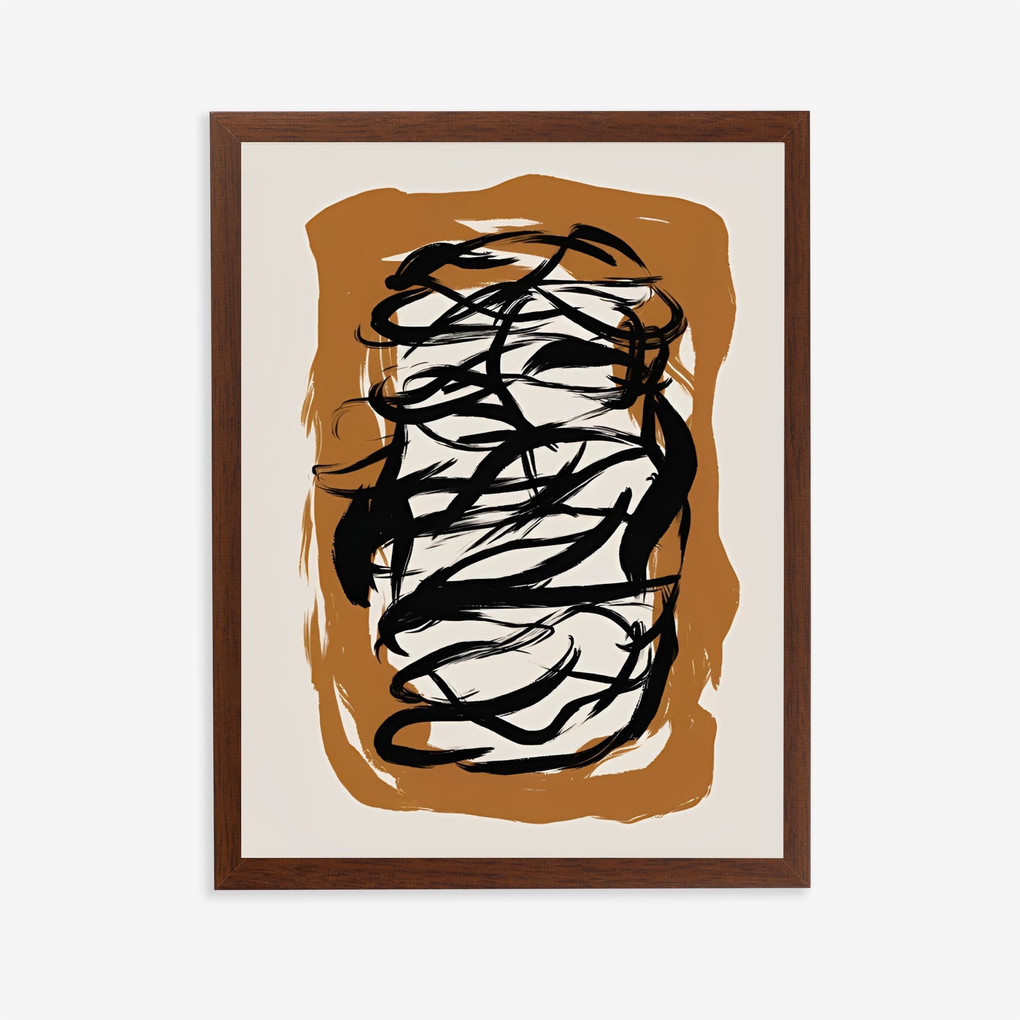 Black Abstract Brush Stroke Wall Art Print