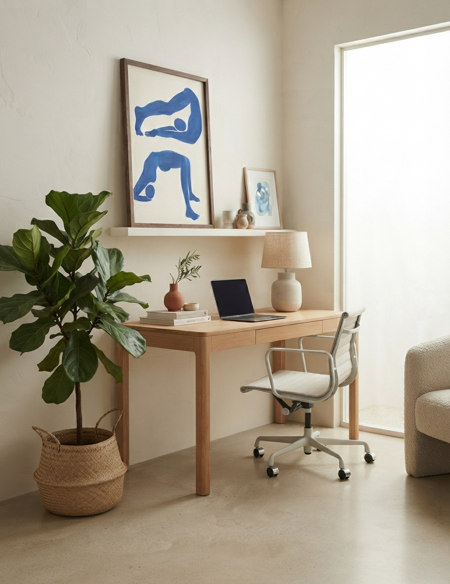 Contemporary Blue Abstract Figurative Wall Art Poster