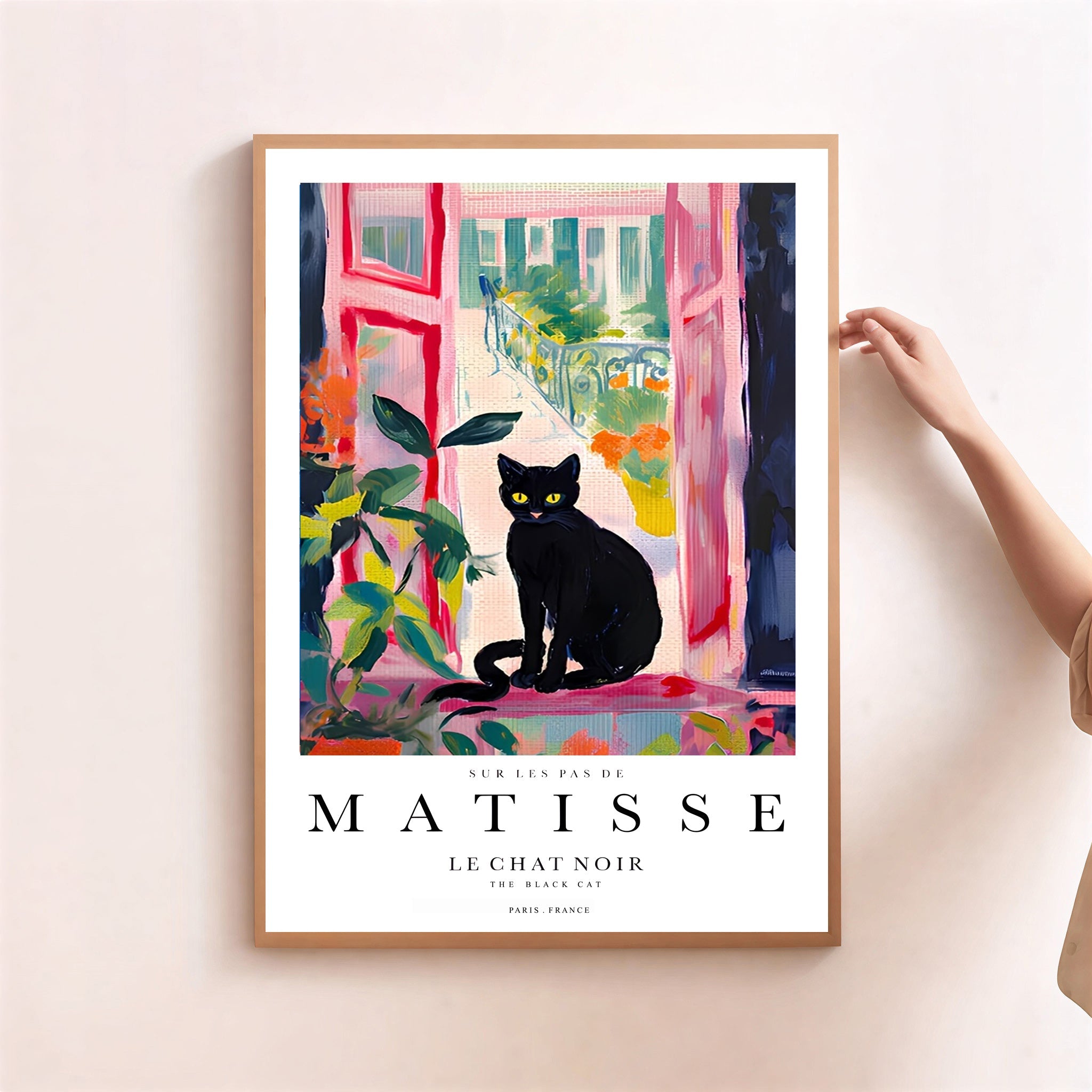 Matisse inspired black cat art print