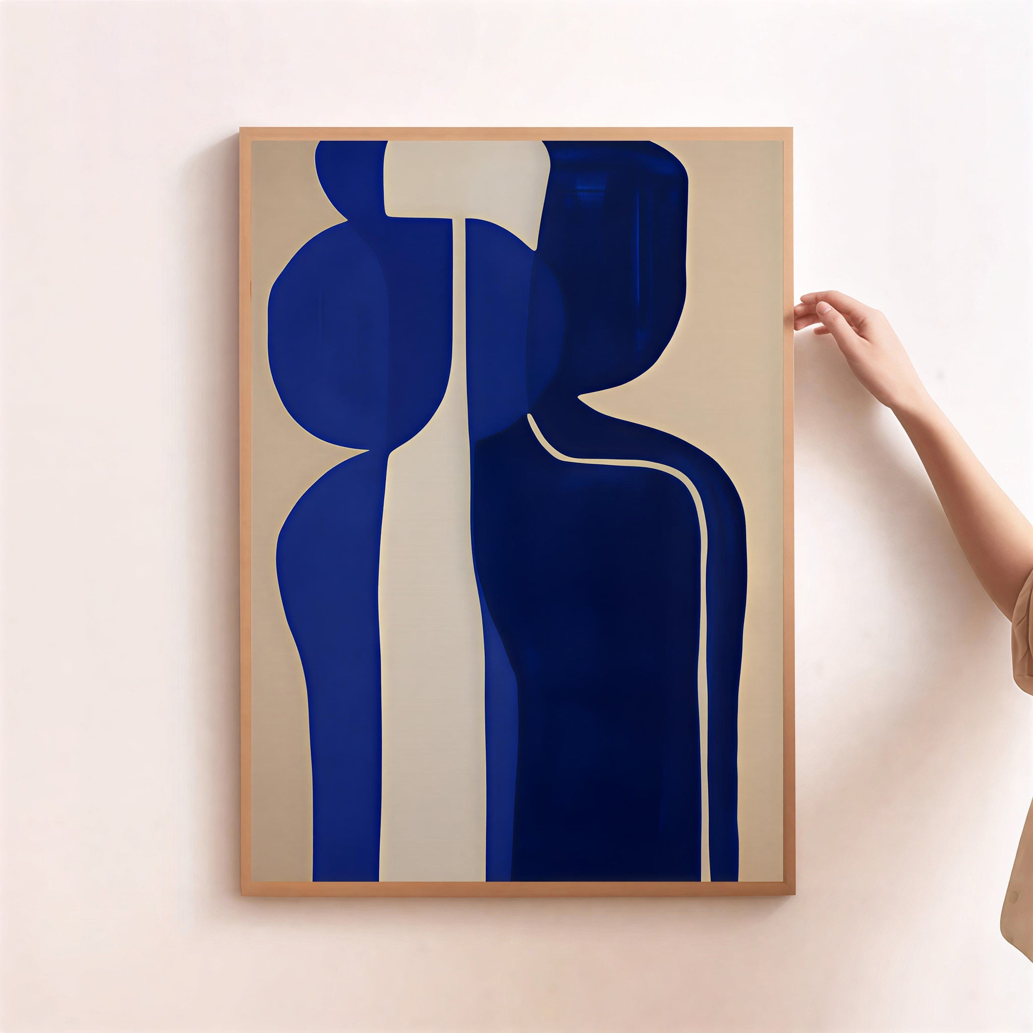 Minimalist blue abstract figure art print