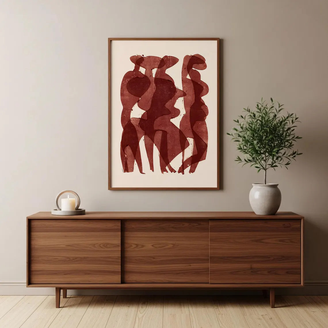 Red Tones Abstract Figurative Art Print