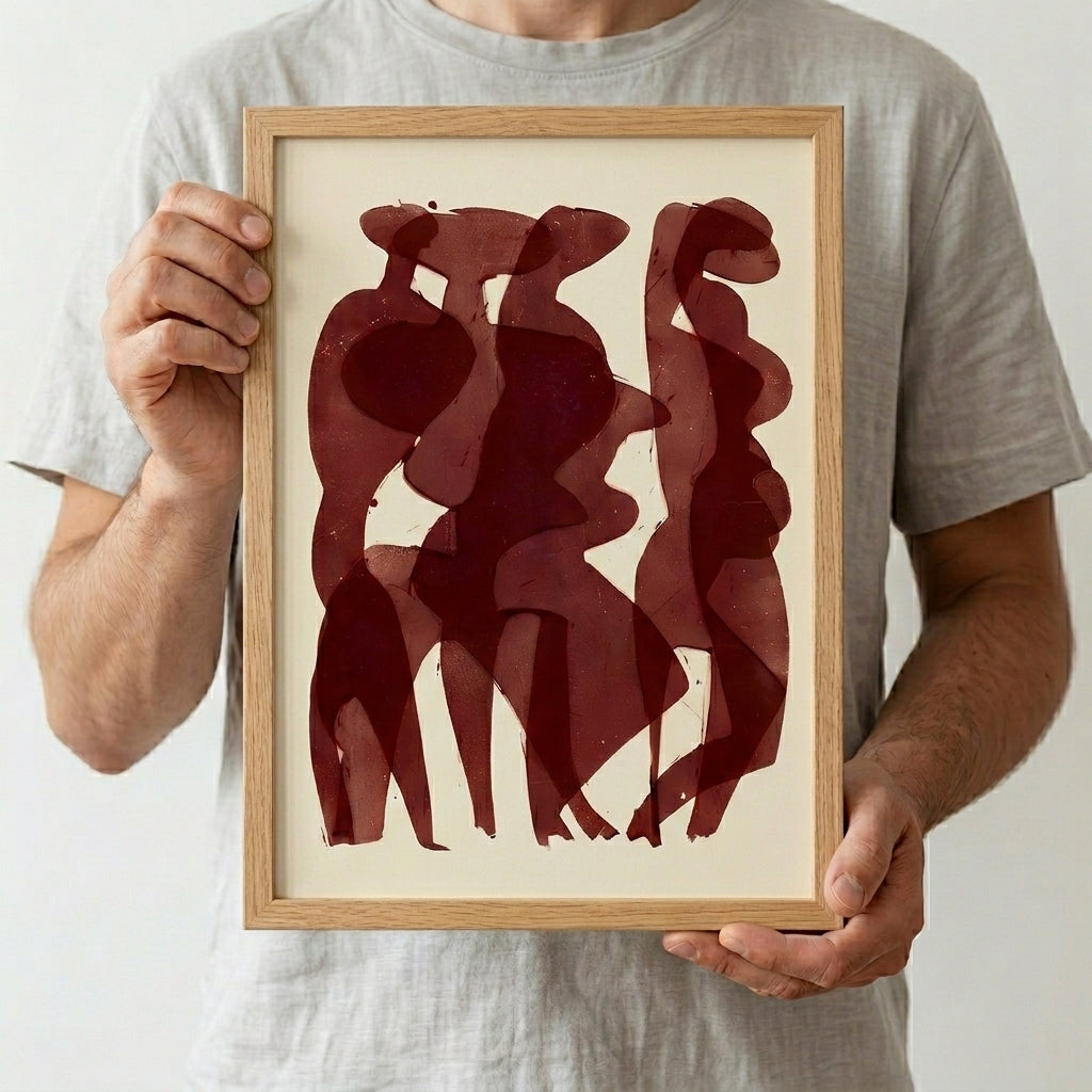 Red Tones Abstract Figurative Art Print