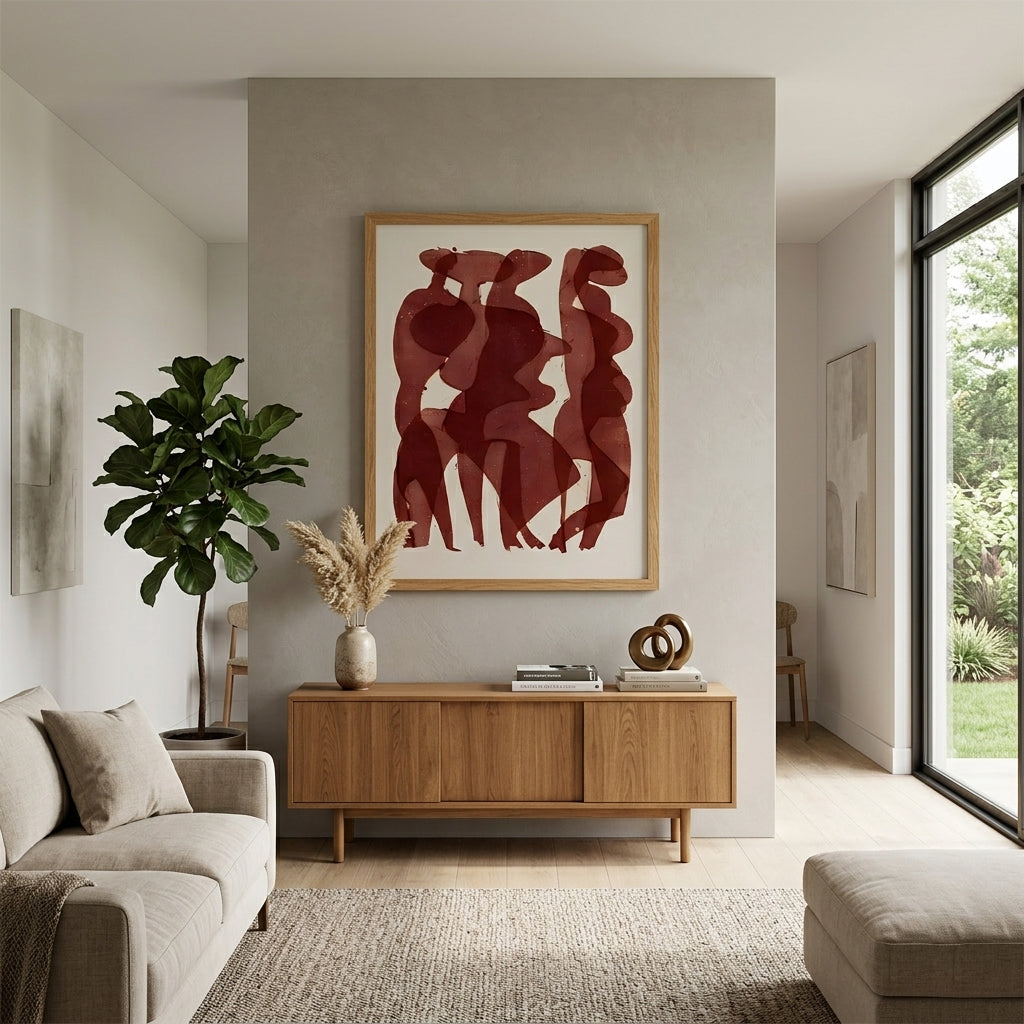 Red Tones Abstract Figurative Art Print