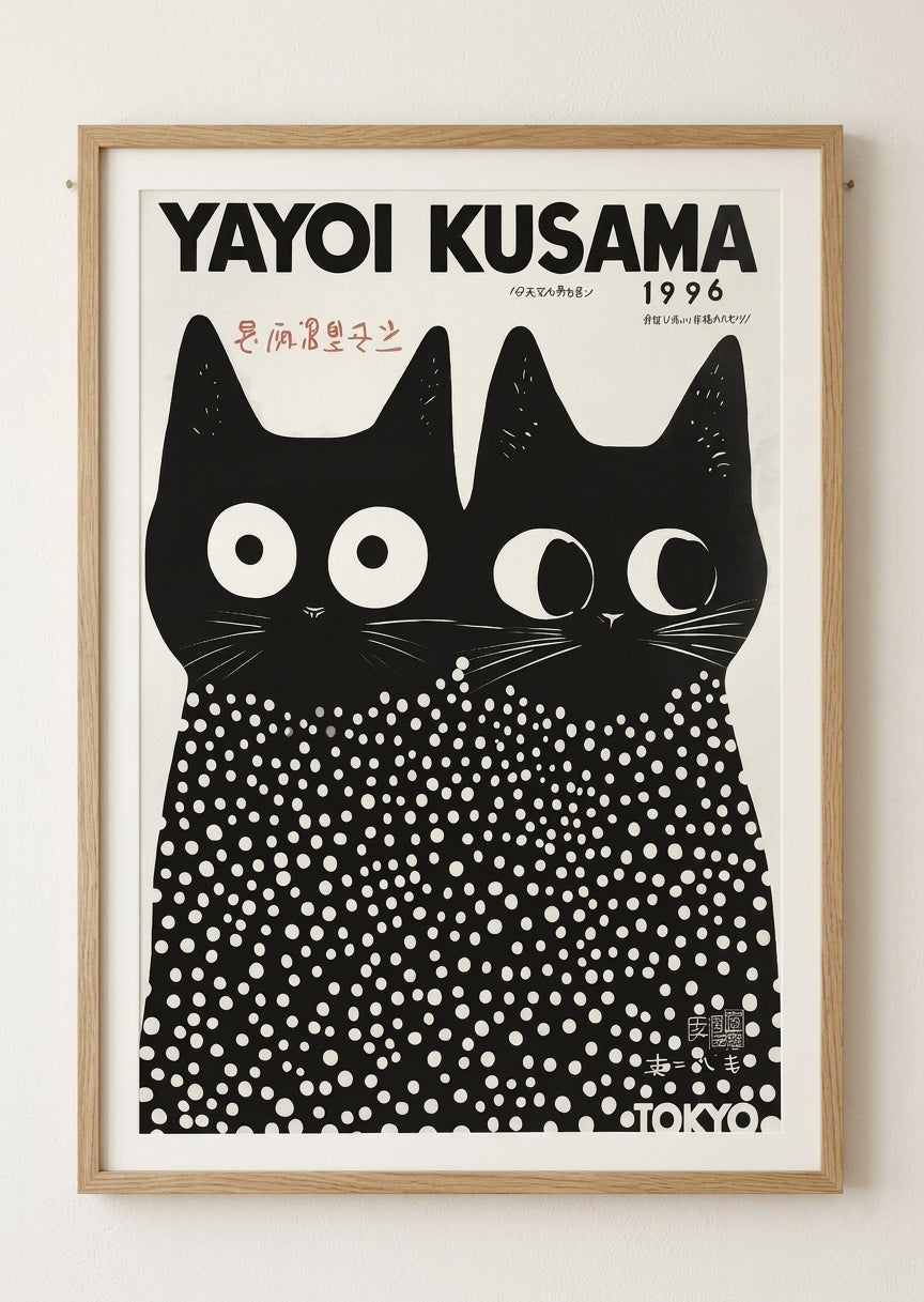 Yayoi Kusama Cat Print Poster (1996) – Polka Dot Art Wall Decor