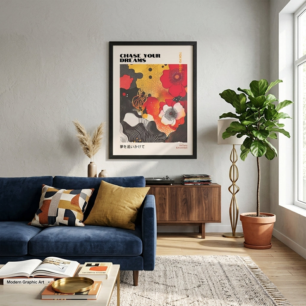 Japanese Graphic Poppy Art Print