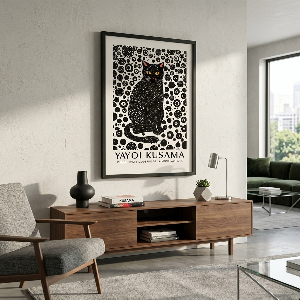 Minimalist Black Cat Art Print