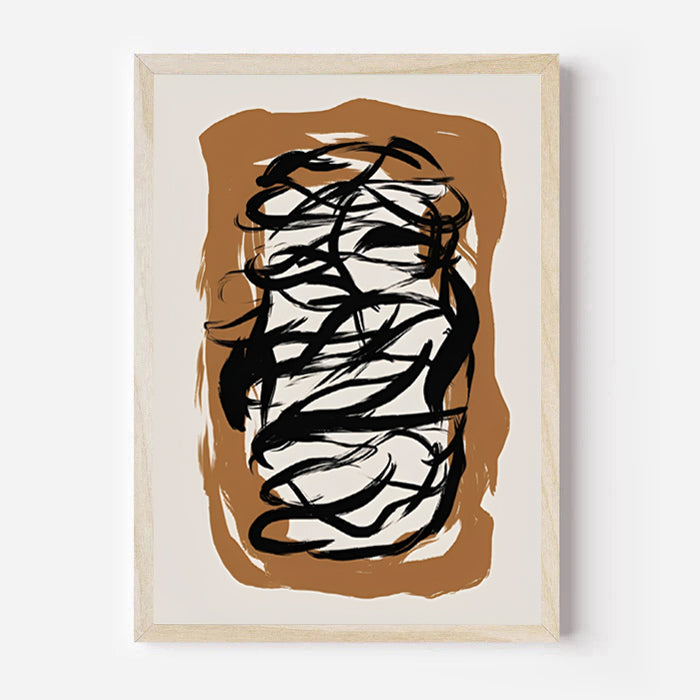 Black Abstract Brush Stroke Wall Art Print