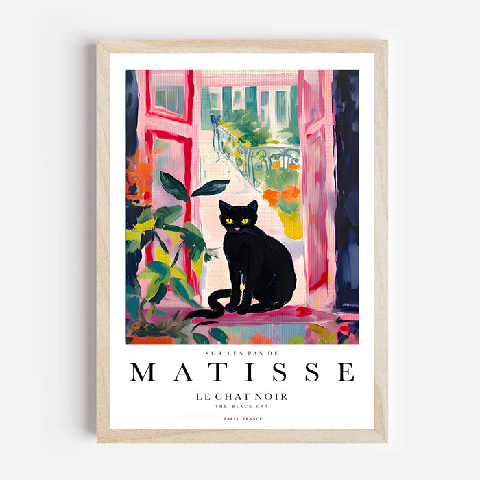 Matisse inspired black cat art print