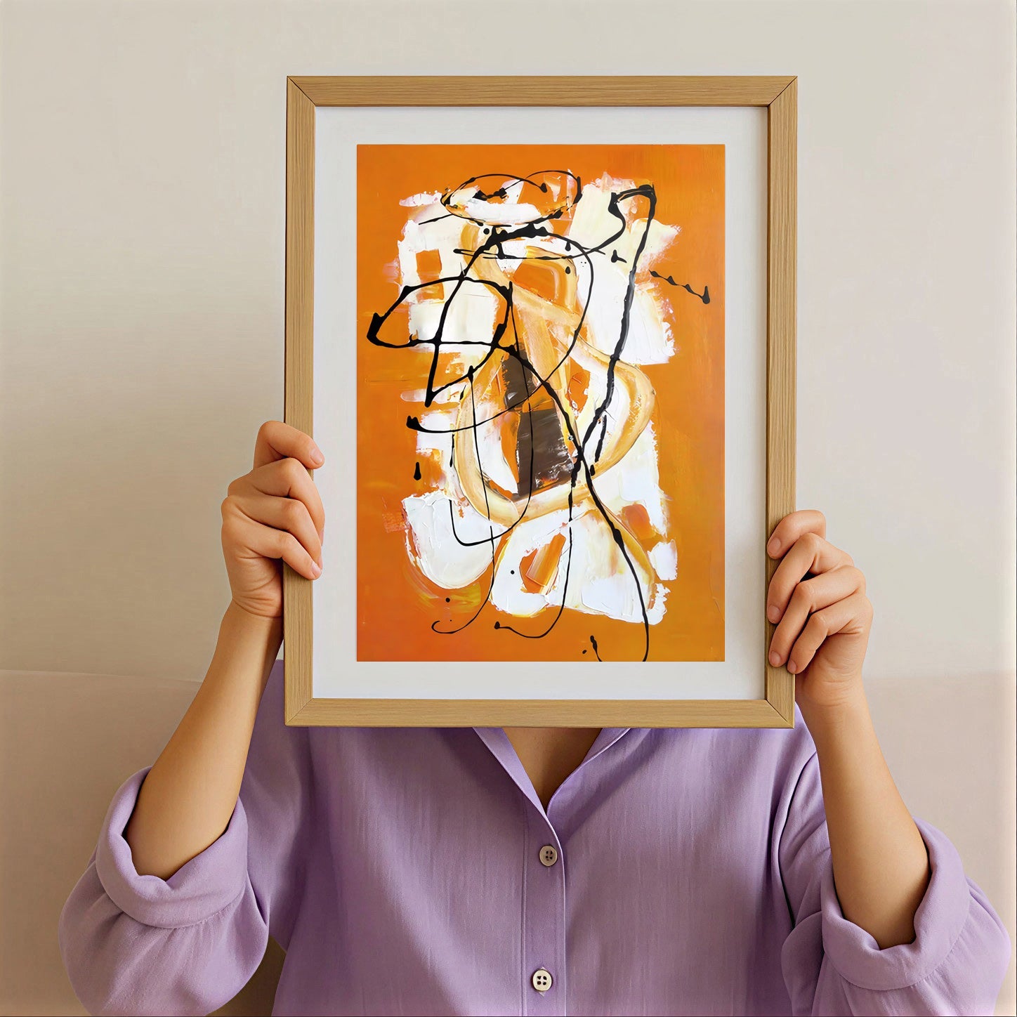 Abstract orange wall art print