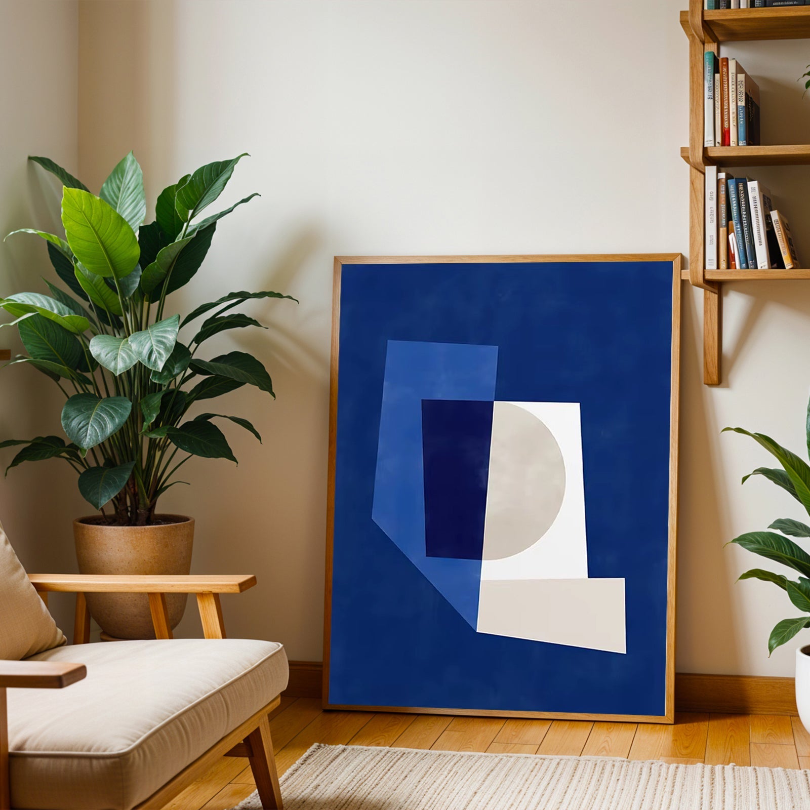 Blue abstract geometric wall art print