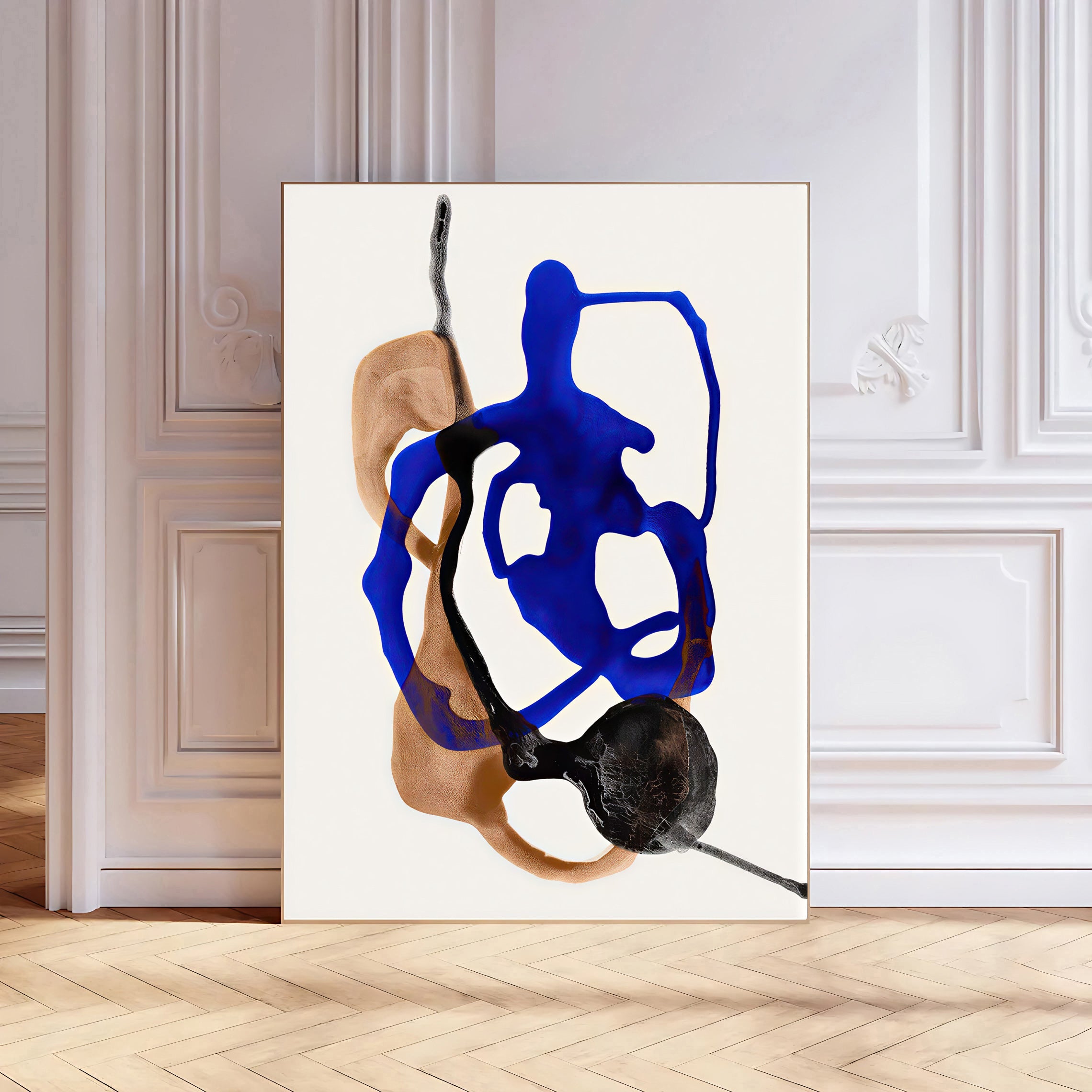 Modern abstract wall art print blue and neutral