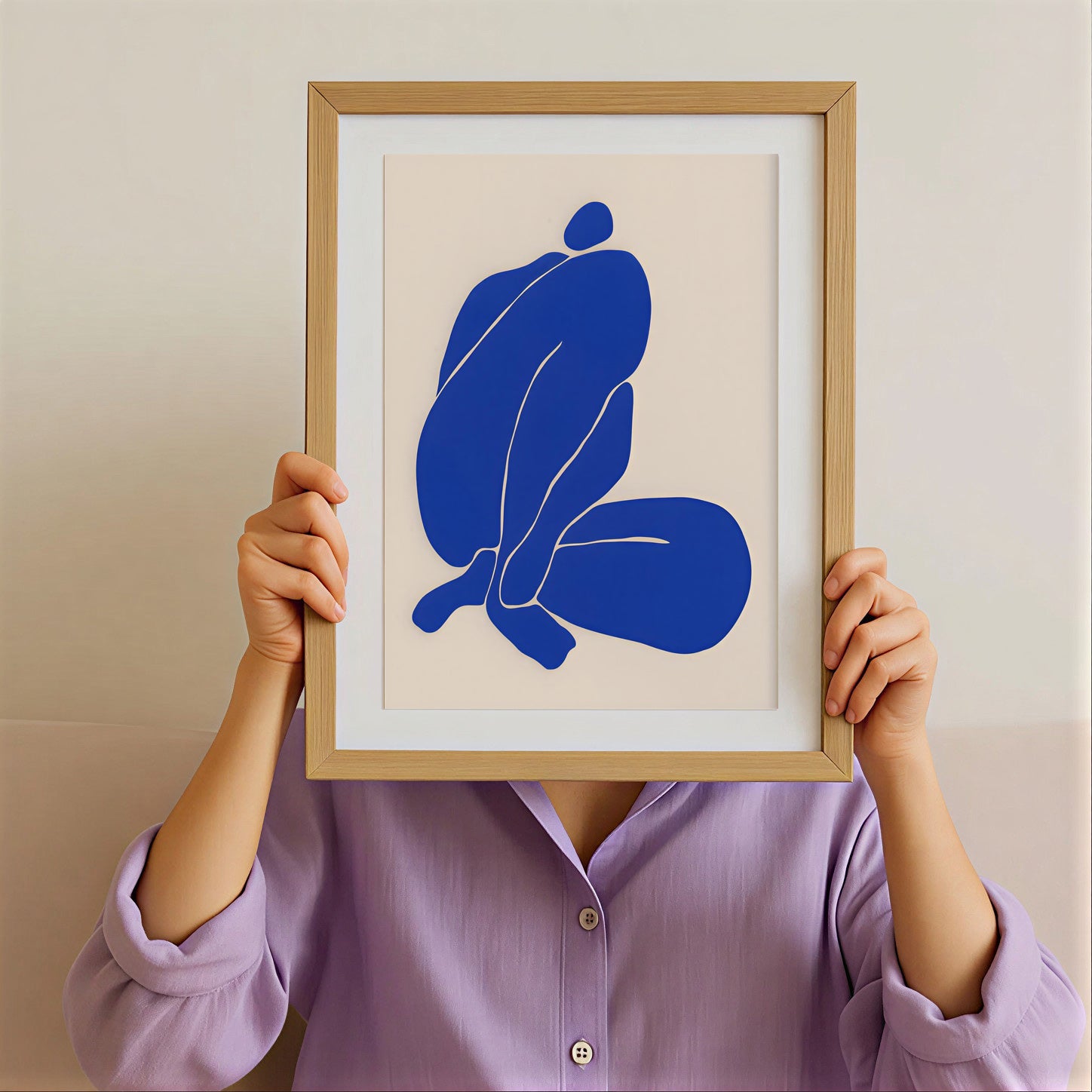 Blue Abstract Figure Wall Art Print