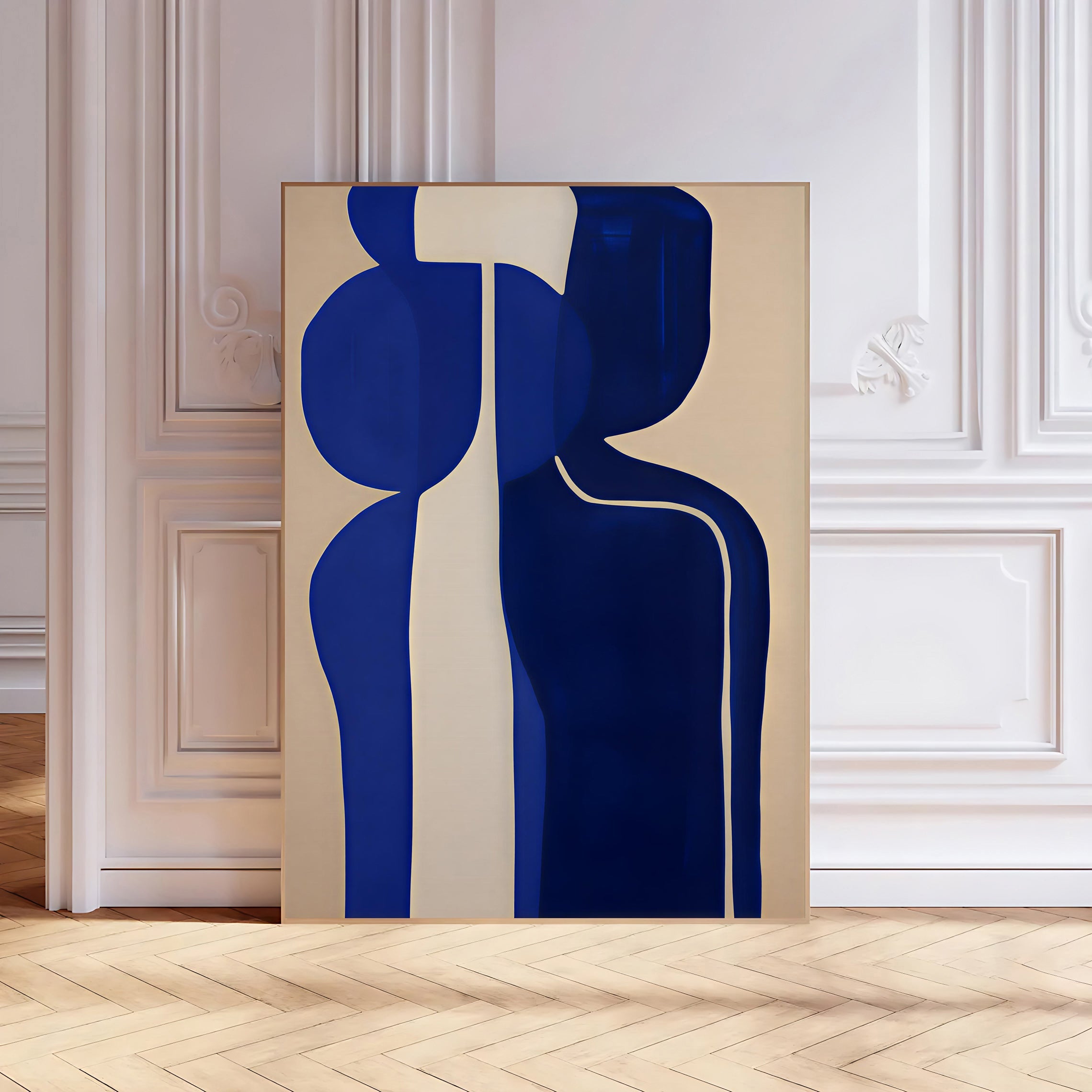Minimalist blue abstract figure art print