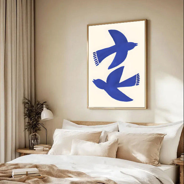 Minimalist Blue Bird Wall Art Print