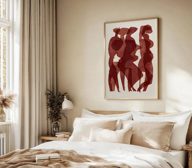 Red Tones Abstract Figurative Art Print