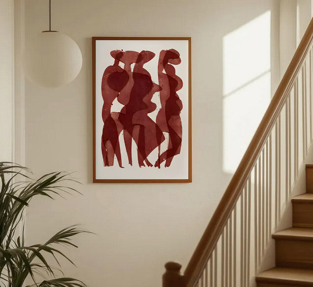 Red Tones Abstract Figurative Art Print