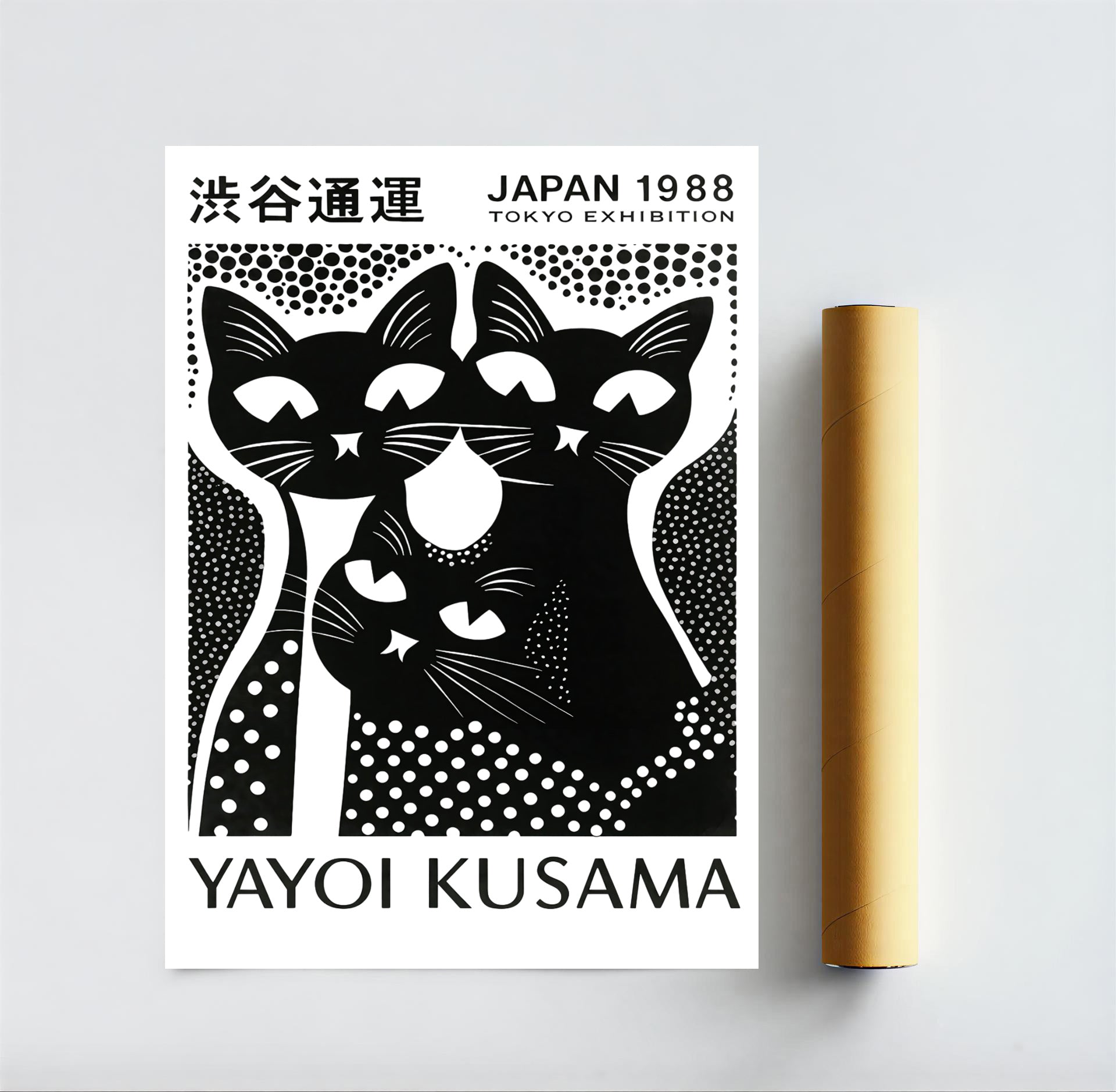 Black and white cat art print