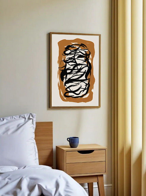 Black Abstract Brush Stroke Wall Art Print