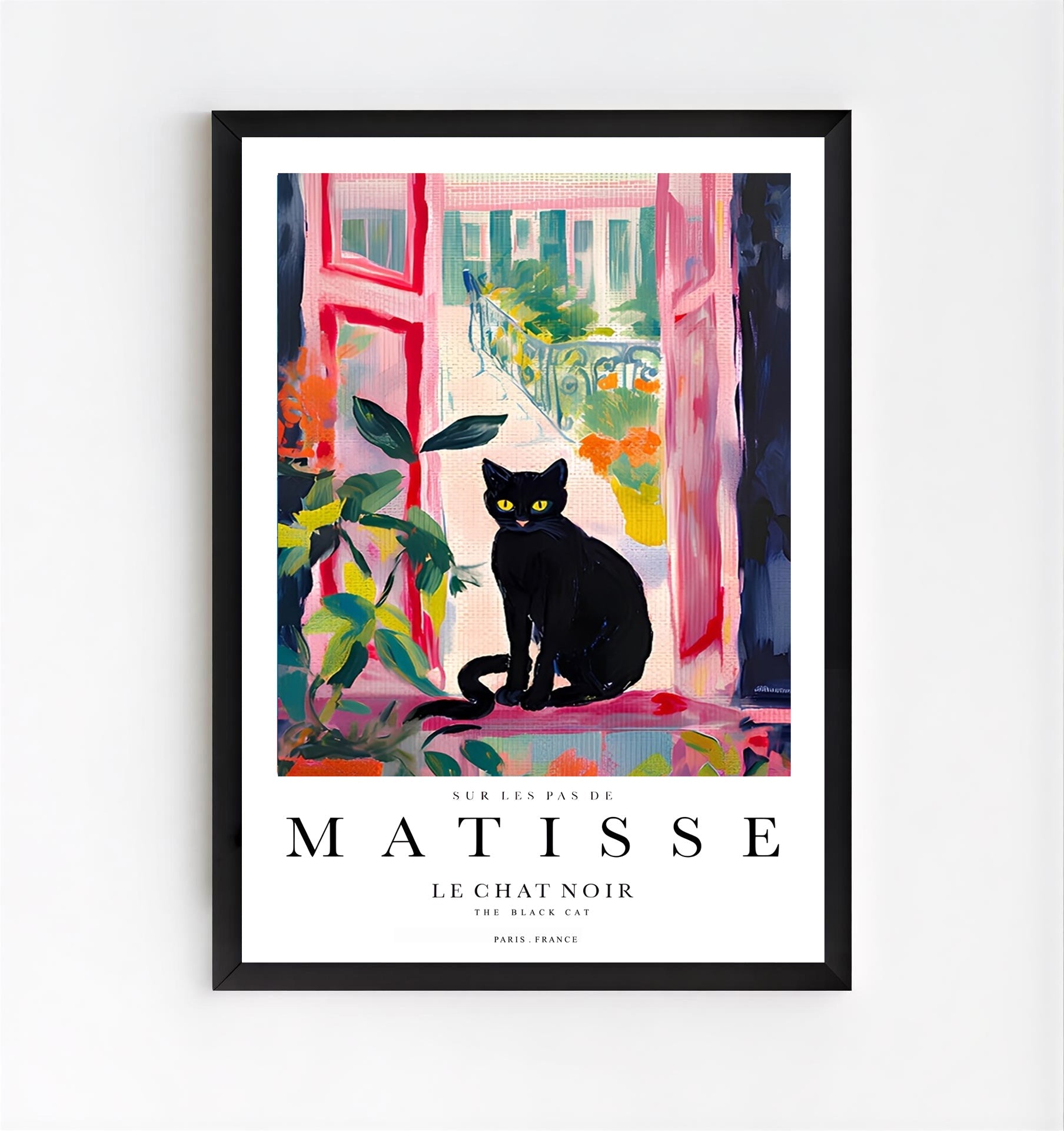 Matisse inspired black cat art print
