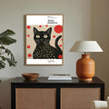 Yayoi kusama inspired black cat art print with polka dots