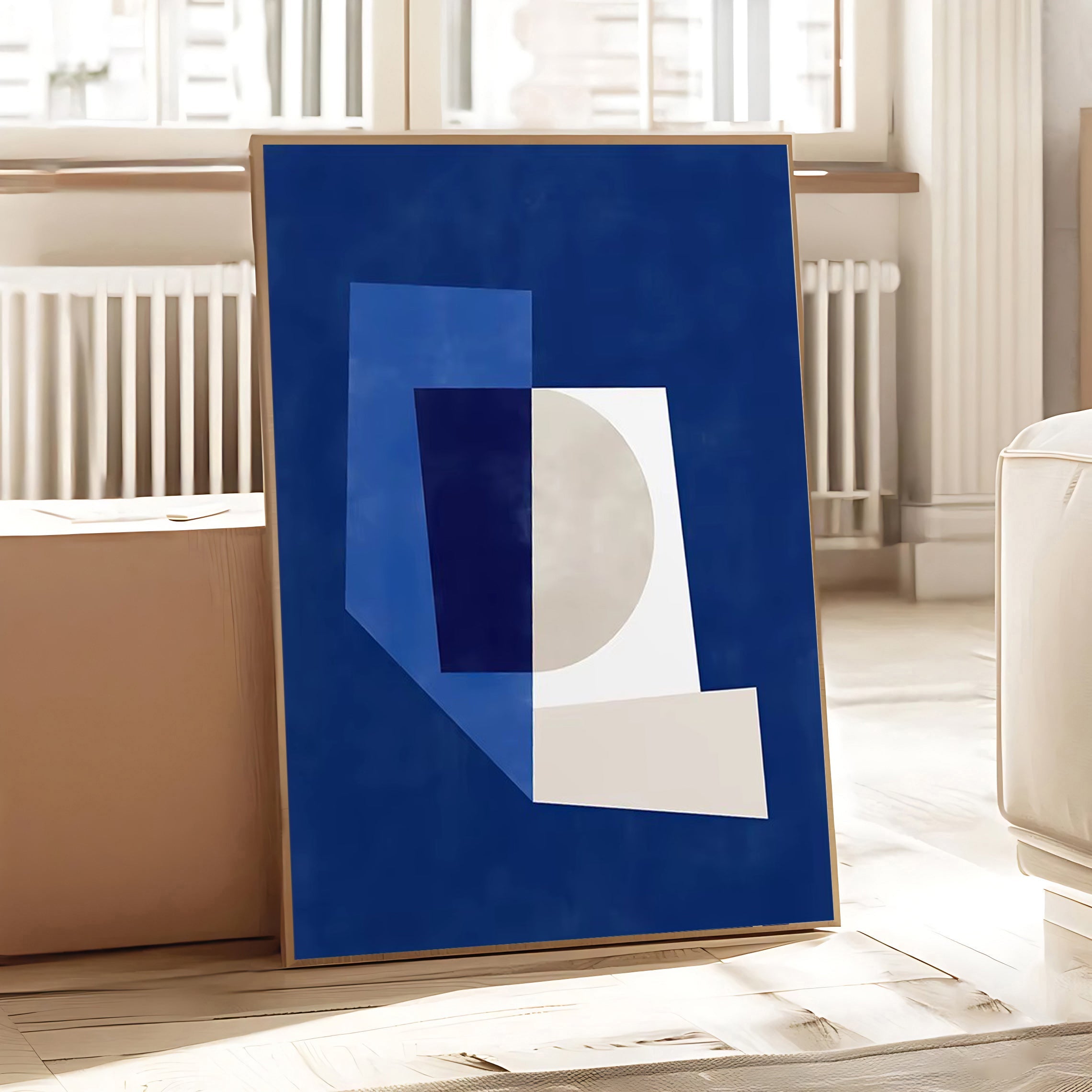 Blue abstract geometric wall art print