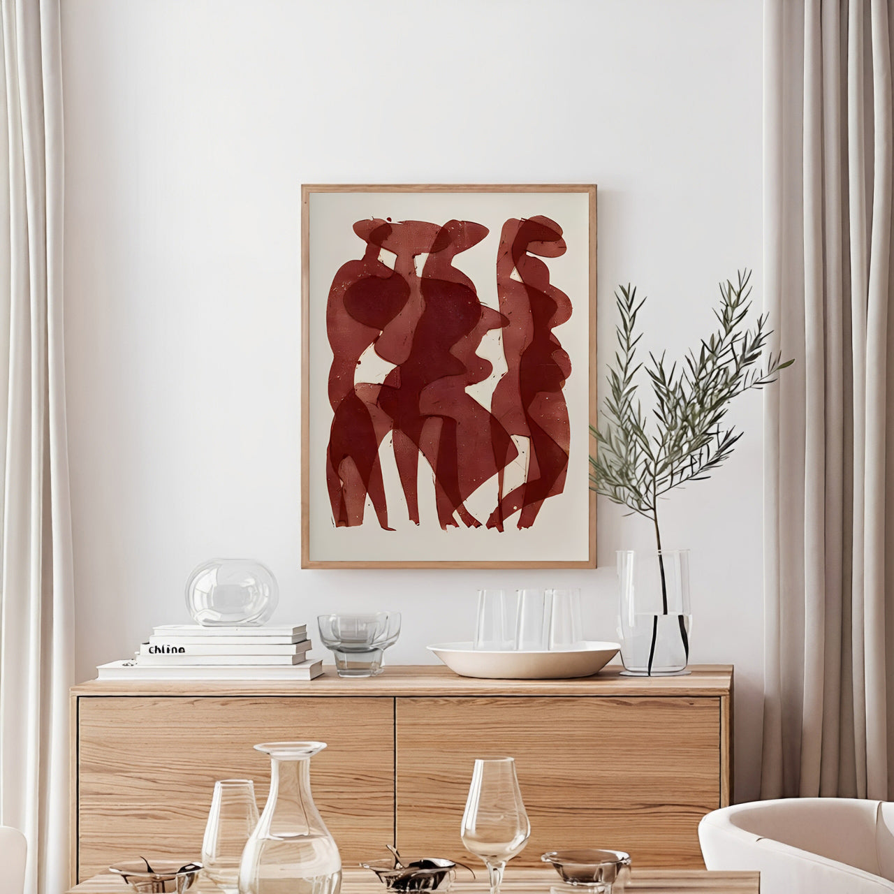 Red Tones Abstract Figurative Art Print