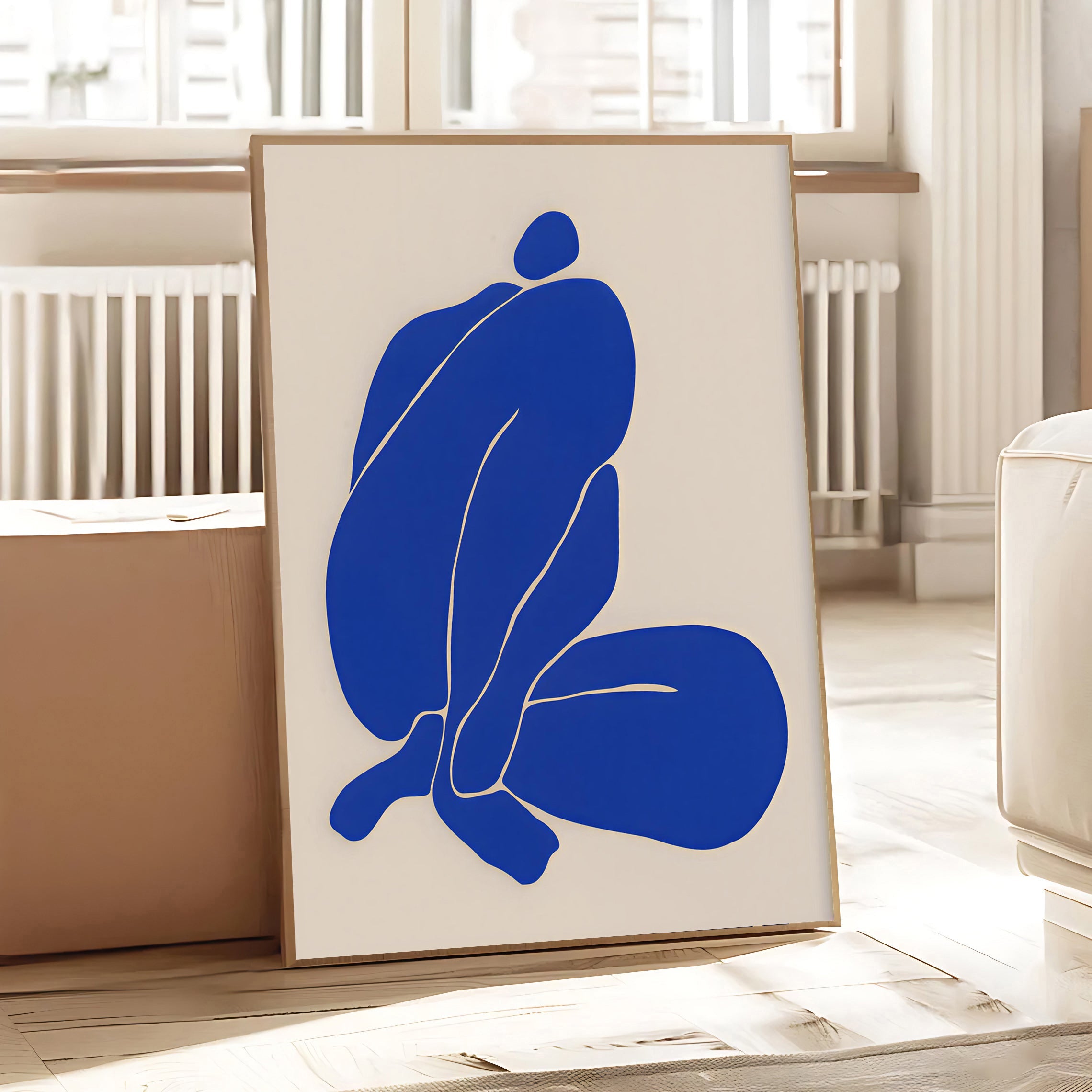 Blue Abstract Figure Wall Art Print