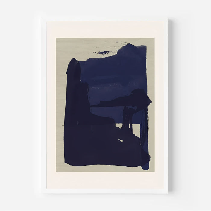 Minimalist Navy Blue Abstract Wall Art Print