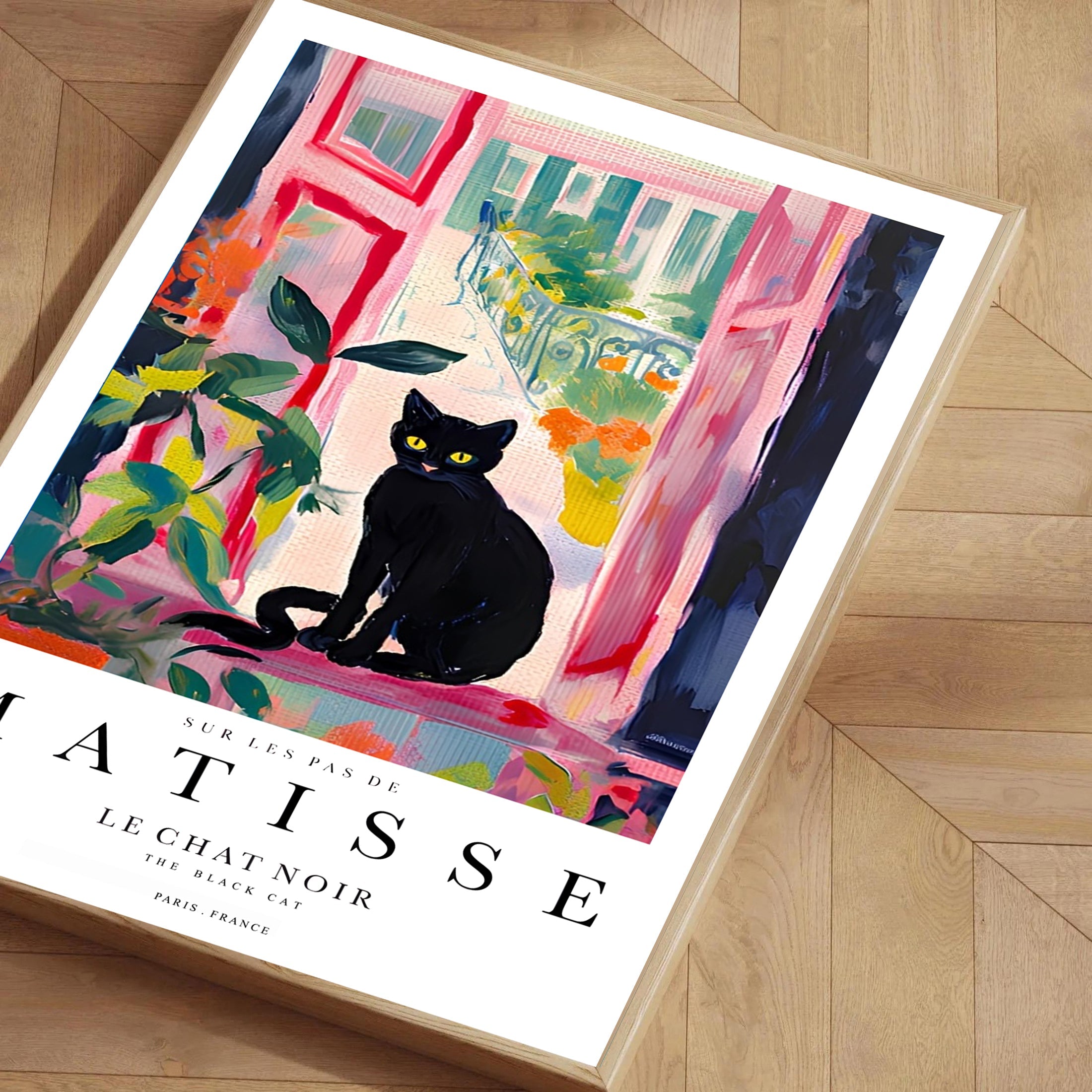 Matisse inspired black cat art print