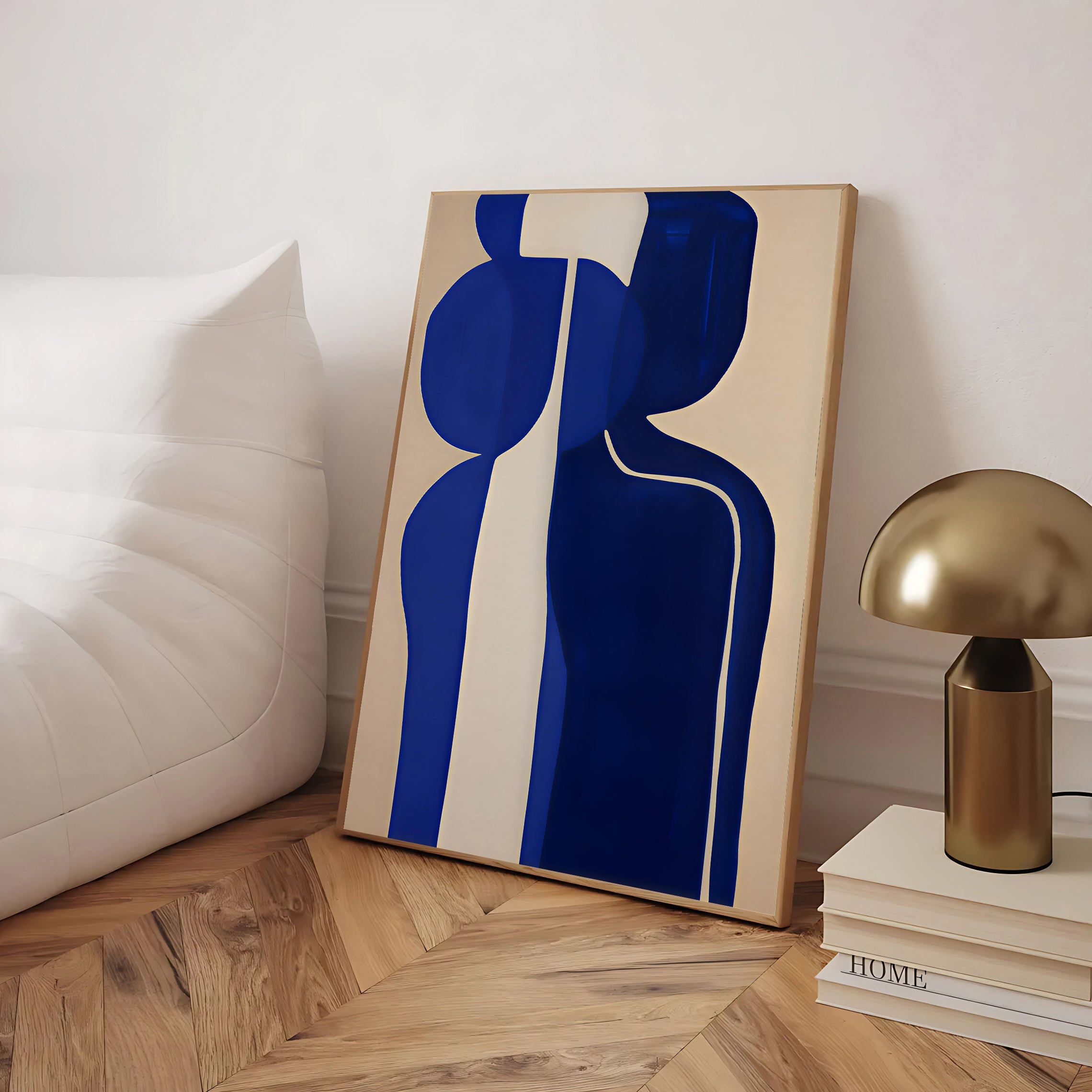 Minimalist blue abstract figure art print