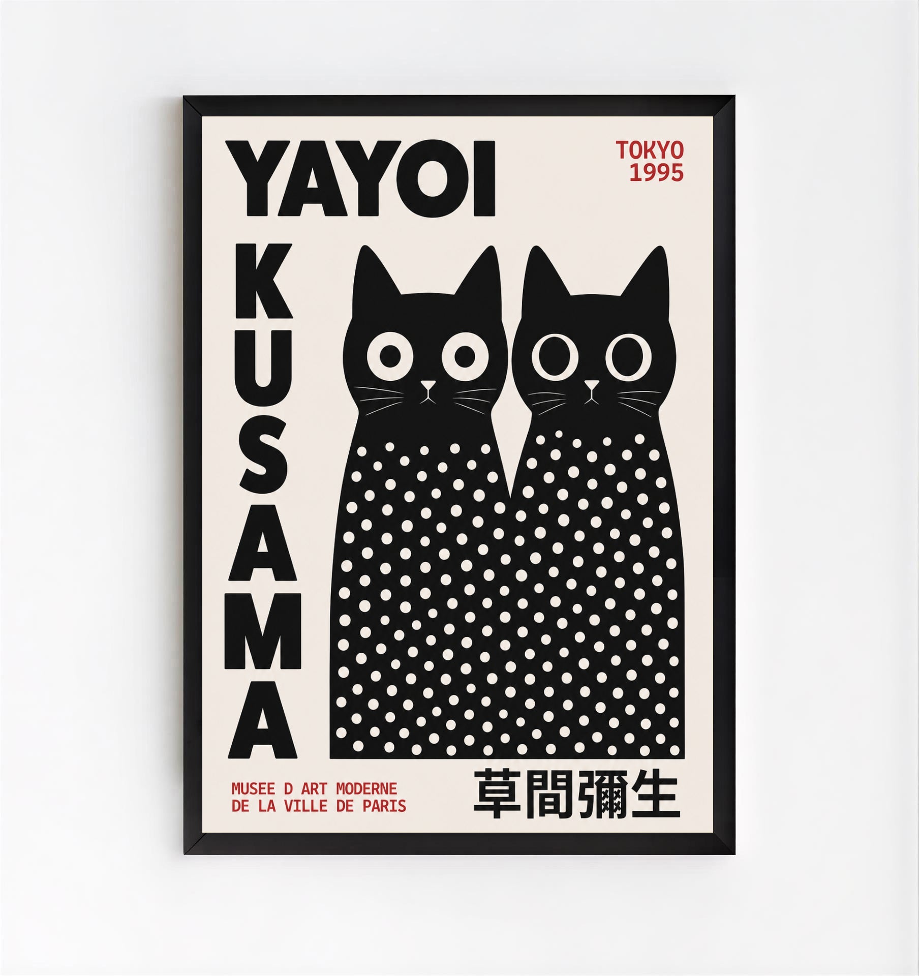 Yayoi Kusama Inspired Black Cat Poster