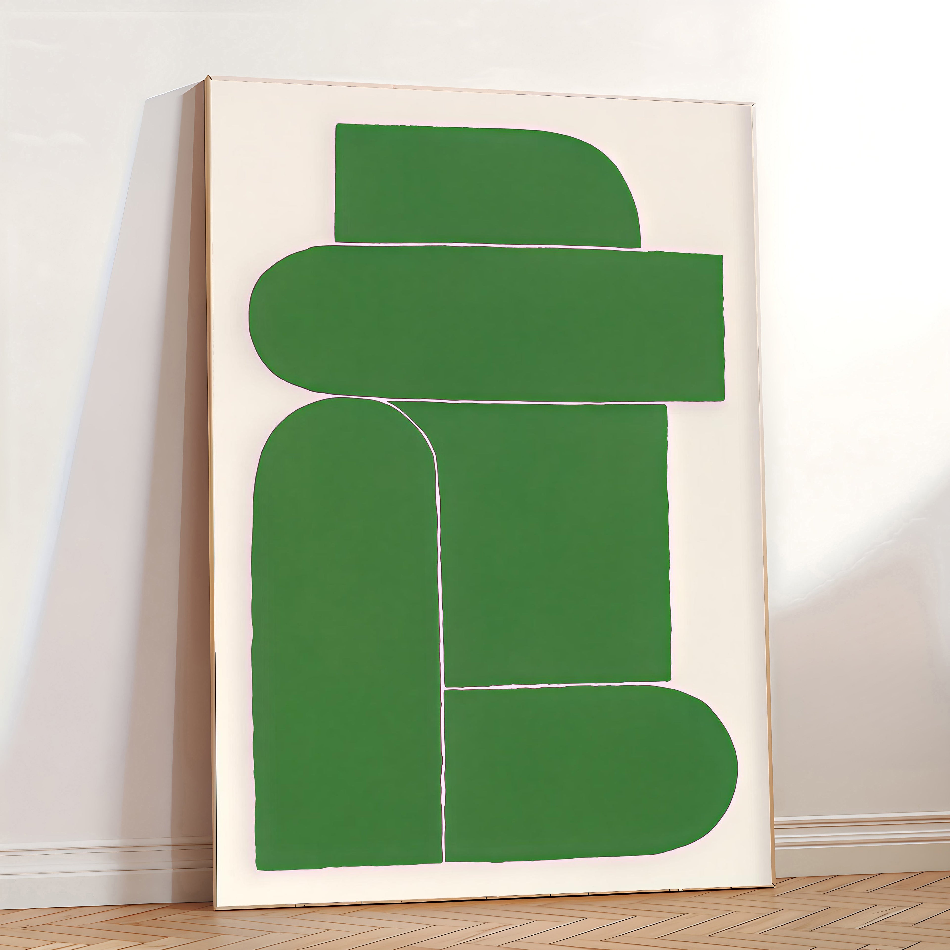 Modern abstract green wall art print
