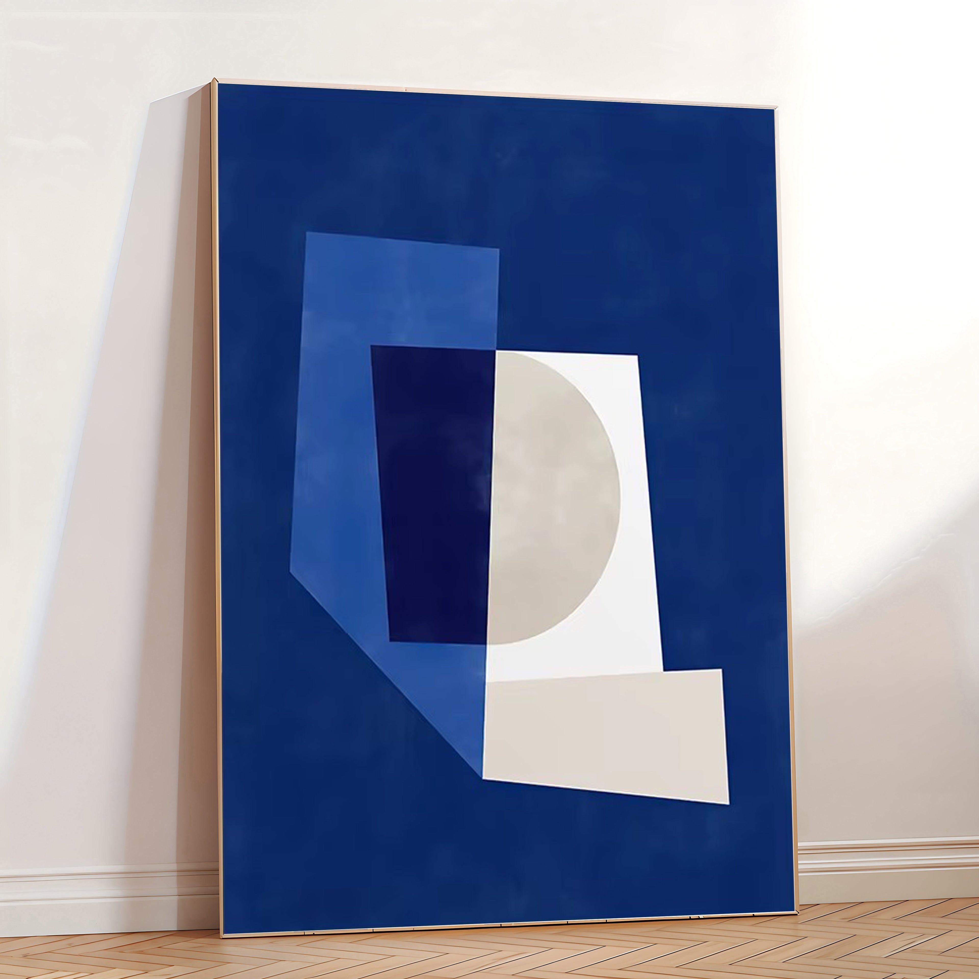 Blue abstract geometric wall art print