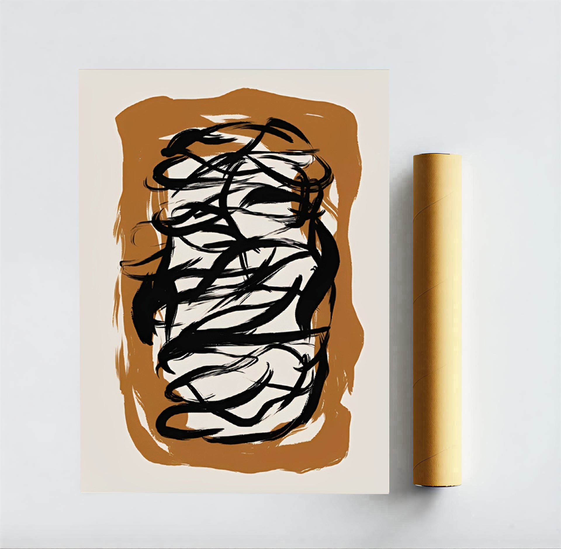Black Abstract Brush Stroke Wall Art Print