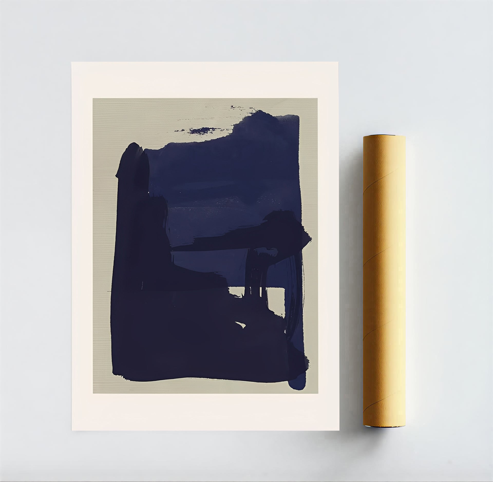 Minimalist Navy Blue Abstract Wall Art Print