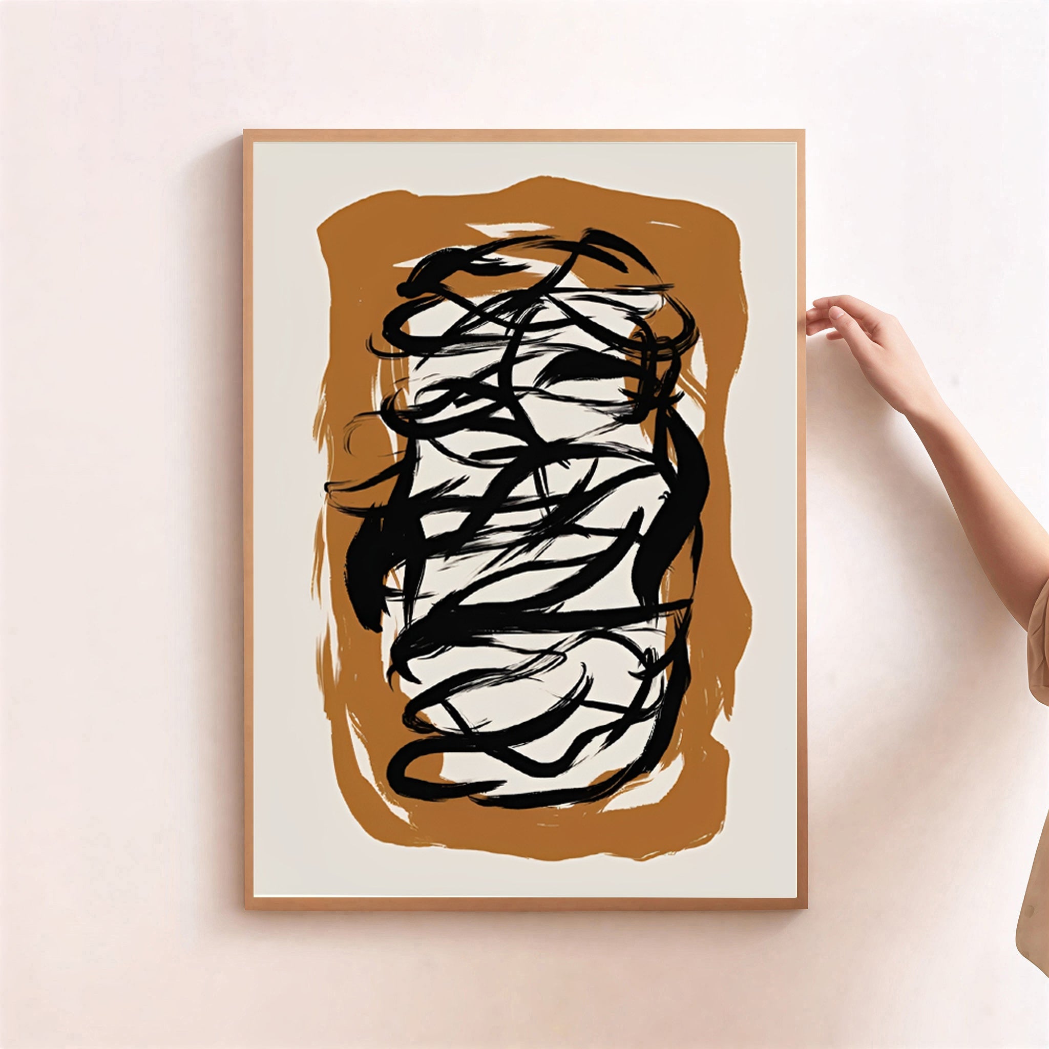 Black Abstract Brush Stroke Wall Art Print