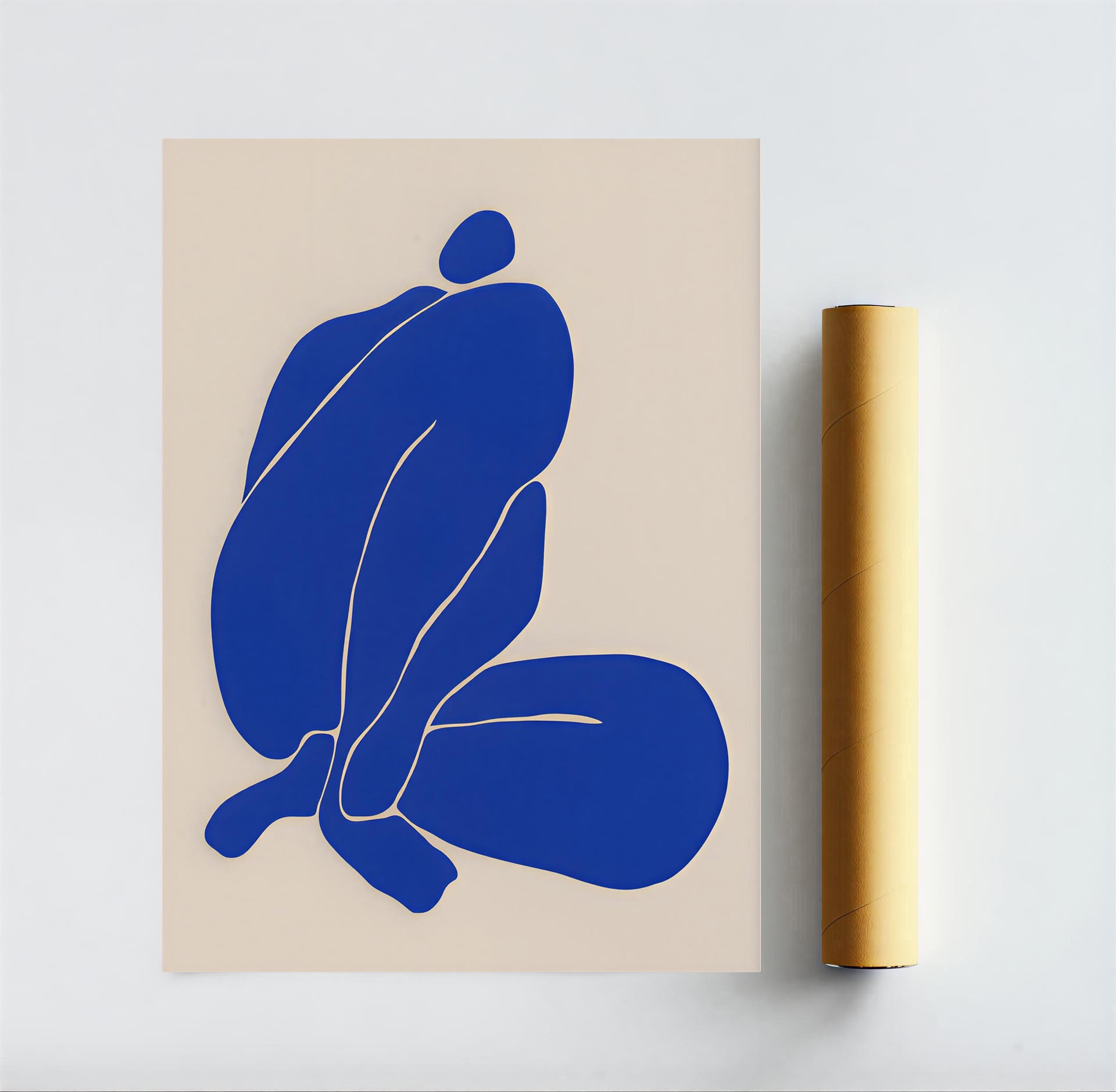 Blue Abstract Figure Wall Art Print