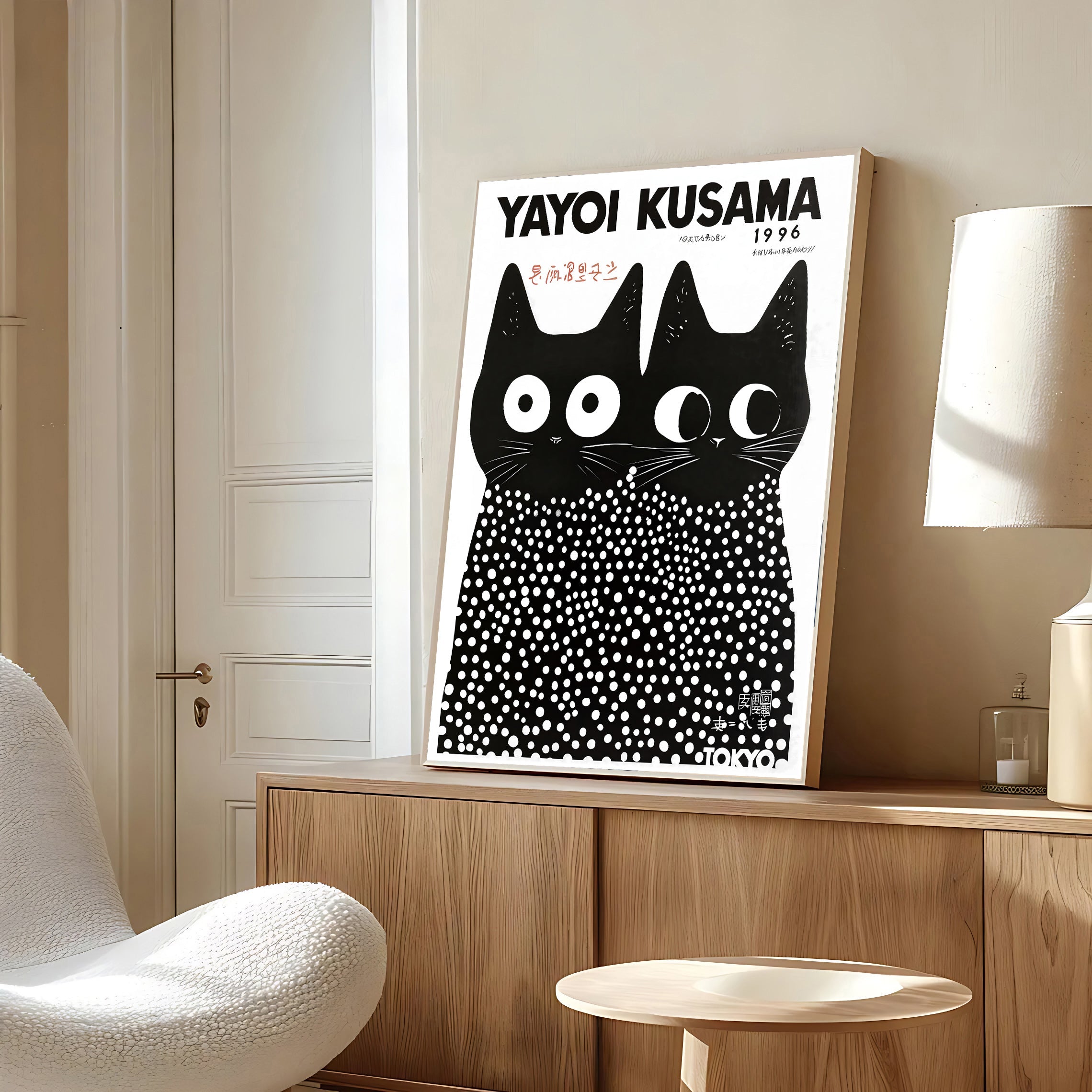 Yayoi Kusama Cat Print Poster (1996) – Polka Dot Art Wall Decor