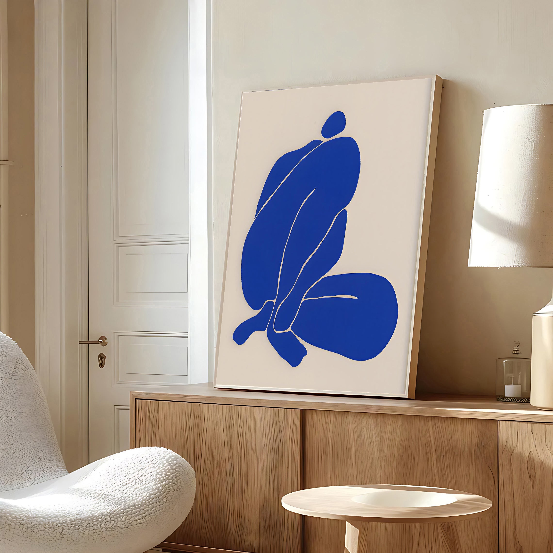 Blue Abstract Figure Wall Art Print