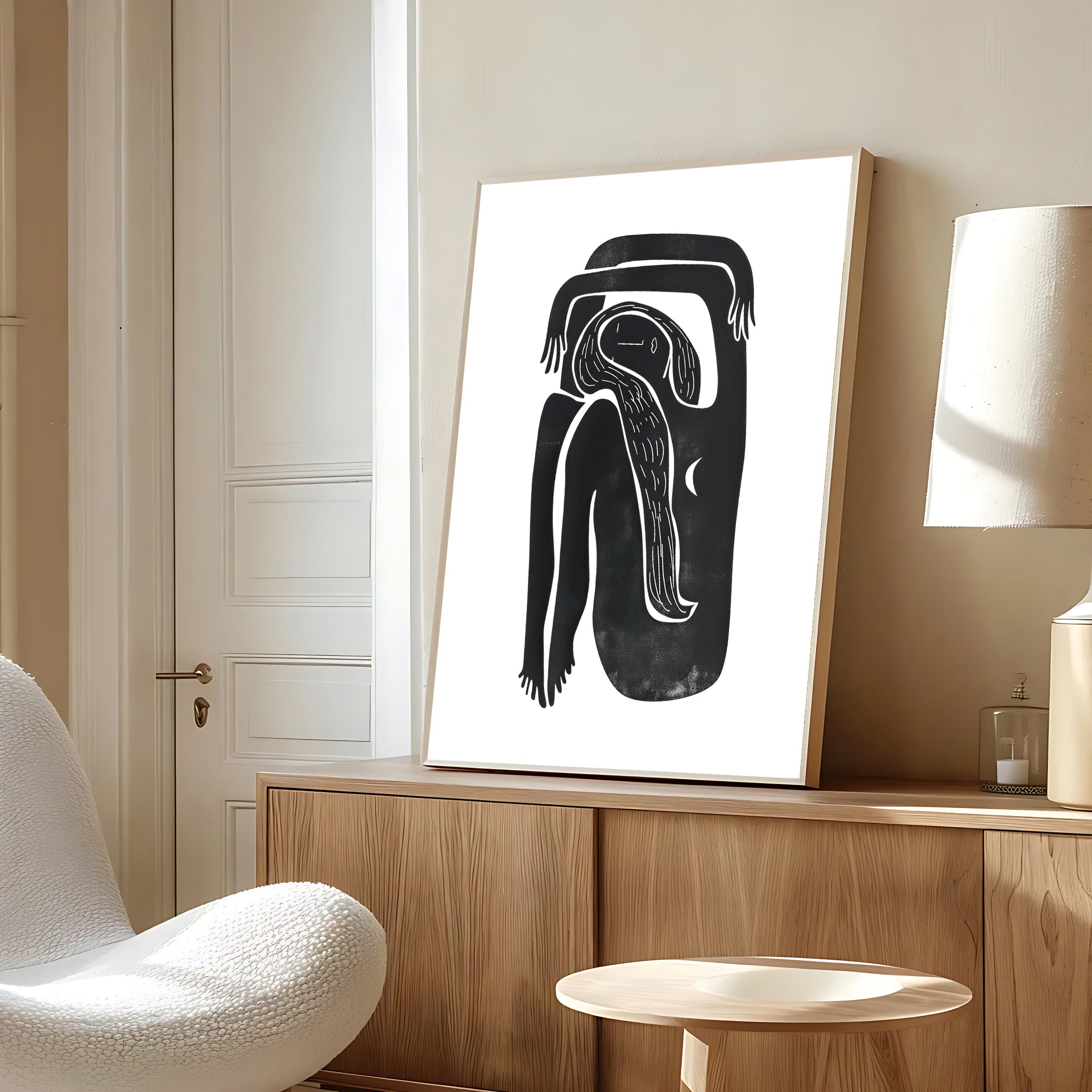 Abstract Minimalist Black Line Art Print