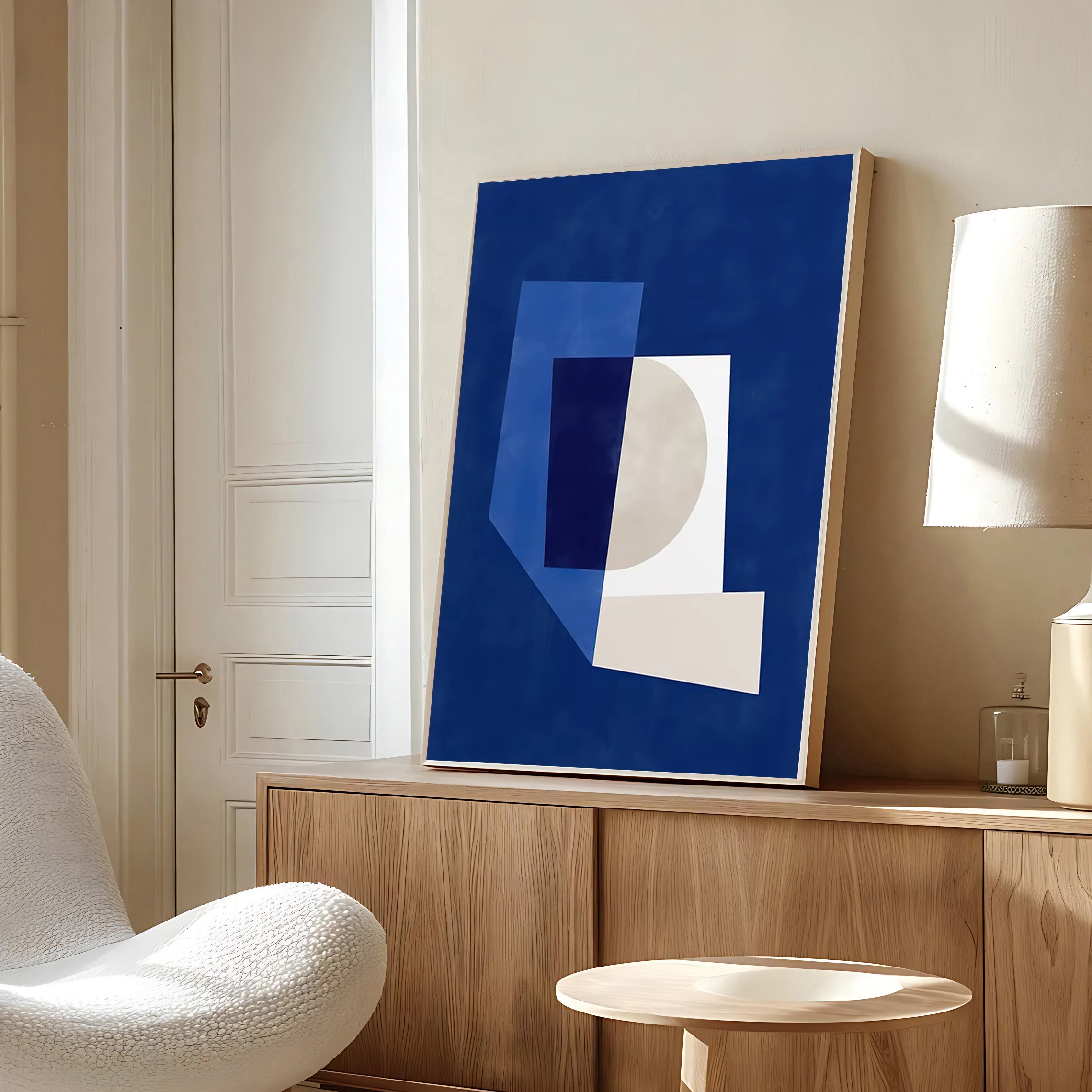 Blue abstract geometric wall art print