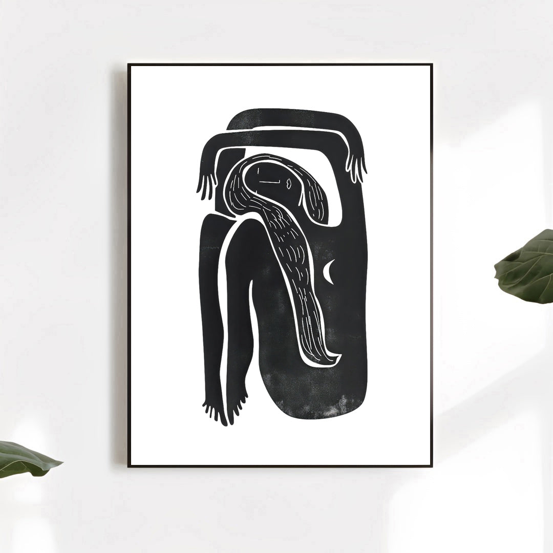 Abstract Minimalist Black Line Art Print